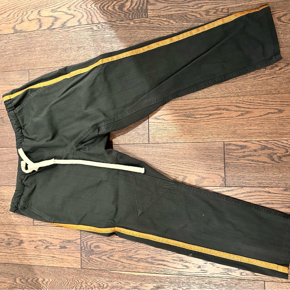 Women’s Freecity Green Pants with Gold Stripe